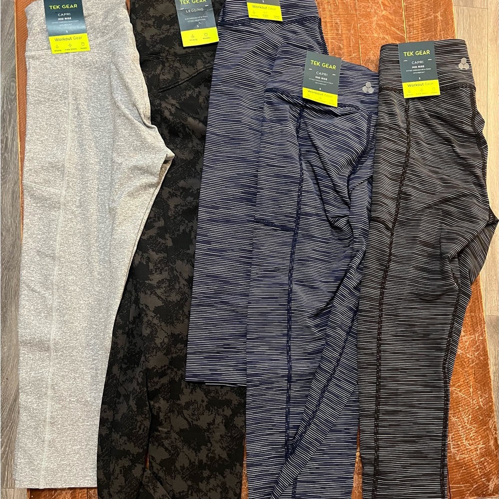 Tek Gear Leggings in Black and Gray with Stretchy Moisture-Wicking Fabric